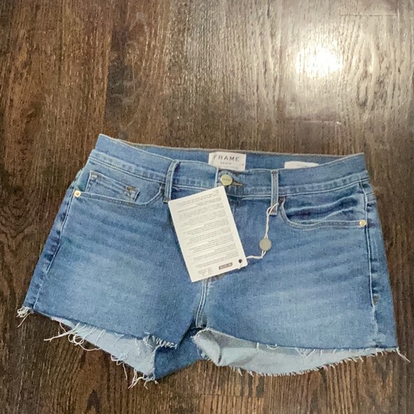 Frame DistressedBlue Denim Shorts